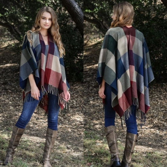 Sweetbb Jackets & Blazers - Plaid Me Gorgeous Poncho 1 Left!!